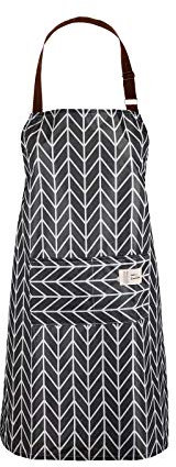 PVC Apron Kitchen Apron Vinyl Cooking with Pockets Wipe Clean Chef Wipeable Plastic Oil Cloth Grey Pinafore for Women Men Adult Lady Dishwashing