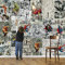 Wallpaper M Manga Comics Comics 3D Papier Peint Enfants Chambre Décor TV Fond Revêtement Mural Super Héros Papier Peint Auto-Adhésif-150 * 105 cm
