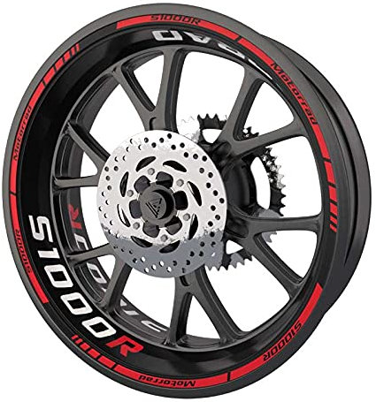 Komplettes Set mit Aufklebern für Felgen, für BMW S1000R, Premium-Qualität (2 komplette Räder) (rot)