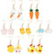 DPKOW 7 Paare Ostern Ohrringe Ohrhänger Set, Ostern Tropfen Baumeln Ohrringe Durchbohrt Ohrringe für Mädchen Damen Kinder Modeschmuck Geschenke, Ostern Küken Kaninchen Hase Ohrringe Karotte Lamm Blume