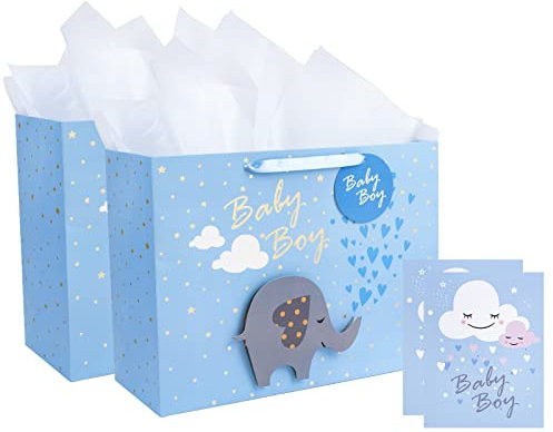 Loveinside Extra Große Geschenktüte Mit Geschenkkarte Und Weißem Seidenpapier – Baby Boy 3D Making Design – 40,7 × 15,3 × 30,5 cm