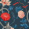 Belgravia Forbidden Fruit Blue Floral Monkey Animals Quirky Wallpaper 39003