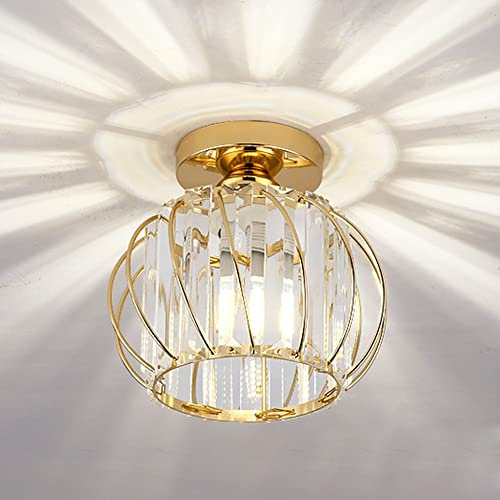 Mengjay Moderne Kristall Deckenleuchte, Mini Deckenlampen Innen Rund aus Kristall und Metall, Feine Deckenlicht E27 Lampenfassung Deckenleuchten für Schlafzimmer Wohnzimmer Küche. (Deckenlampe)