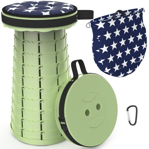 ALEVMOOM Tabouret de Camping Pliant Portable, rétractable et léger, adapté à l'extérieur, au Camping, à la pêche, au Barbecue intérieur, capacité de Poids maximale de 440LBS (See Grün)