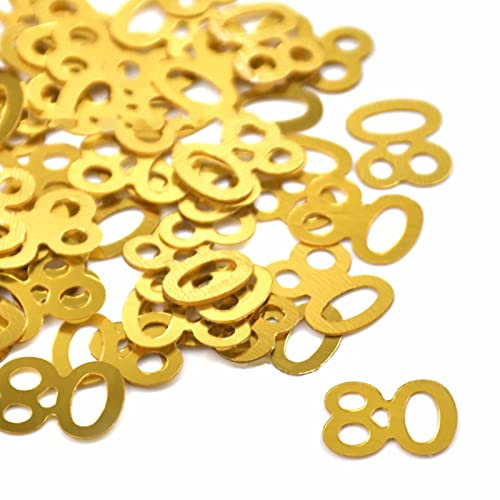 80. Geburtstag Jubiläum Konfetti goldene,Zahlenkonfetti Tischdeko Streudeko,Streudeko für Geburtstagsfeier, Motto-Party,Geburtstags Zahlen-Konfetti,Glitter Geburtstags-Deko, Gold