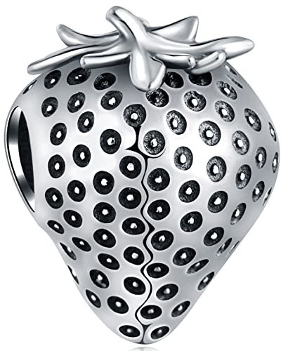 Vintage Erdbeere Obst Charms, Fit Pandora Frau süße Armband, 925 Sterling Silber Strawberry Fruit Bead, Geschenk für Kinder/Kind/beste Mutter/Baby