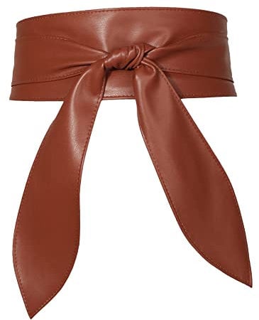 FEOYA Damen Taillengürtel Breiter Obi Gürtel Bindegürtel Ledergürtel für kleider Mode Bekleidung Accessoires Kaffee S-M