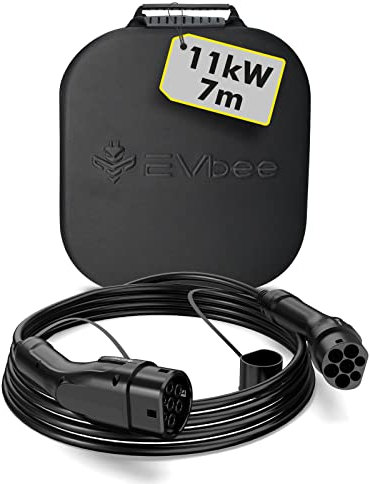 EVbee EV Typ 2 zu Typ 2 Universal Ladekabel Mode 3 für Hybrid- & Elektroautos 11kW / 7m (380V, 16A, 3-phasig, IP55) 3 Jahre Garantie, kompatibel mit z.B. Audi, BMW, VW, Seat, Fiat, Ford, Skoda uvm