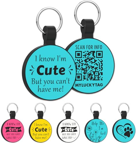 MYLUCKYTAG QR Code Silicone Dog ID Tag, Online Pet Profile, Location Alert Email, Digital Tag