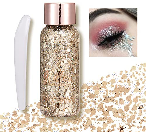 AONAT Body Glitter Gel, Pailletten, Mermaid Pailletten, flüssiger Lidschatten, für Festival, Maskerade, Geburtstag, Make-up, Kosmetik, Körper, Gesicht, Haare, Nägel (Hellbraun)