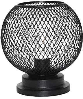 kowaku Vintage Wrought Iron Desk Lamp,Modern Decor Metal Wire Basket Cage, Lantern Desk Lamp,Antique NightStand Lamp for Living Room, Office,Bedside, Style A