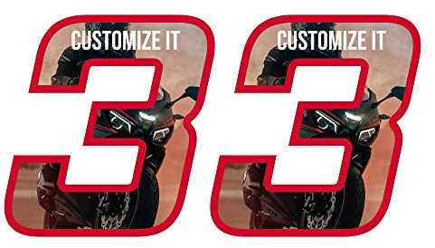 labelbike - Coppia di Adesivi Numeri Moto Personalizzati - altezza numero 13 cm numero Custom '3'