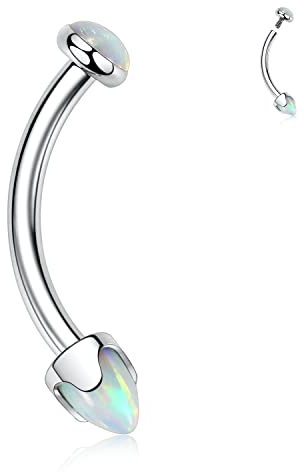 G23 Titan Augenbrauenpiercing Schmuck gebogener Augenbrauen Langhantel Augenbrauenringe 14G Bauchnabelring Pfeil Opal Nabelringe Zungenring Rook Daith Ohrringe Lippenring Augenbrauenpiercings 10 mm