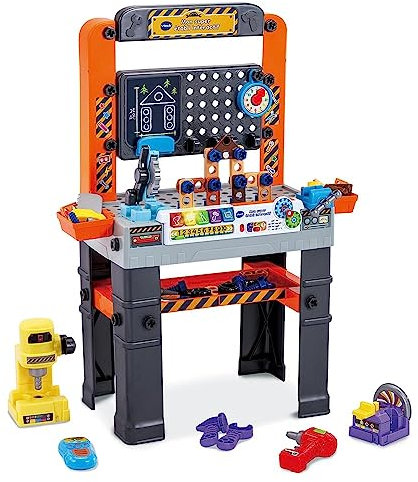 VTech - Mon Super Établi Interactif, Bricolage Enfant, Jeux Éducatifs, Jeu de Construction Autonome, 96 Pièces et Accessoires de Jeu, Cadeau Garçon et Fille de 3 Ans à 7 Ans - Contenu en Français