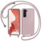 AOMYKE Handyhülle für Samsung Galaxy S22 Hülle mit Band, Handyband Samsung Galaxy S22 Hülle zum Umhängen Schutzhülle mit Kette Kordel Weich TPU Liquid Silikon Case, Pink