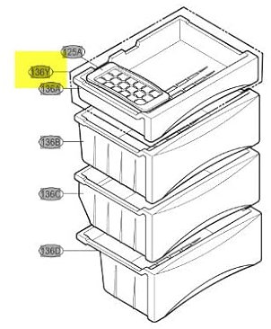 TIROIR BAC A GLACONS pour REFRIGERATEUR LG - AJP34979904