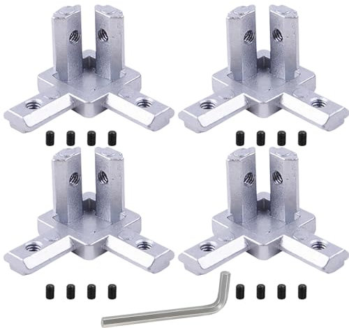 Eckverbinder Profilverbinder 2020 Winkelverbinder 3-Wege Eck Verbinder Halter Eckhalterung mit Schrauben für Europäisch Standard 6mm T Nut Aluminium Extrusion Profil 4Stk (2020)