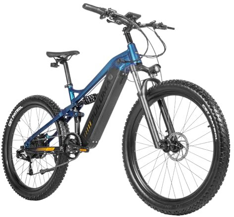 PULUMA PH001 Vélo électrique 27,5 Batterie Panasonic 48 V 20 Ah Pneus électriques 69,8 x 7,1 cm Freins à disque hydrauliques (noir et bleu)