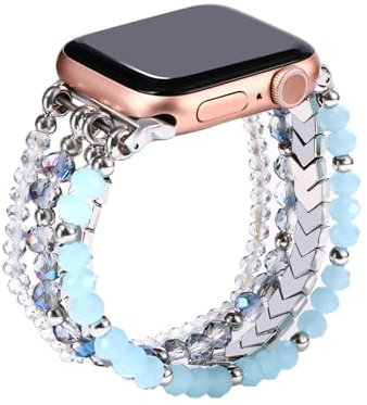 JewelryWe Bracciale da donna con perle di ricambio, compatibile con Apple Watch 38 mm, 40 mm, 41 mm, 42 mm, 44 mm, 45 mm, per Apple Watch SE/iWatch Series 7/6/5/4/3/2/1, con perle sferiche