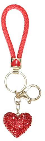 Kryzalite® Porte-clés de voiture en cristal pour femme avec strass scintillants en forme de cœur rouge scintillant