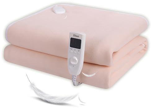 Elektrische Heizdecke mit Abschaltautomatik 150 x 80 cm | 5 Temperaturstufen | 10h Timer | bei 30° waschbar | Fernbedienung | Wärmedecke | Elektrische Heizunterdecke | Wärmeunterbett | Heizunterbett