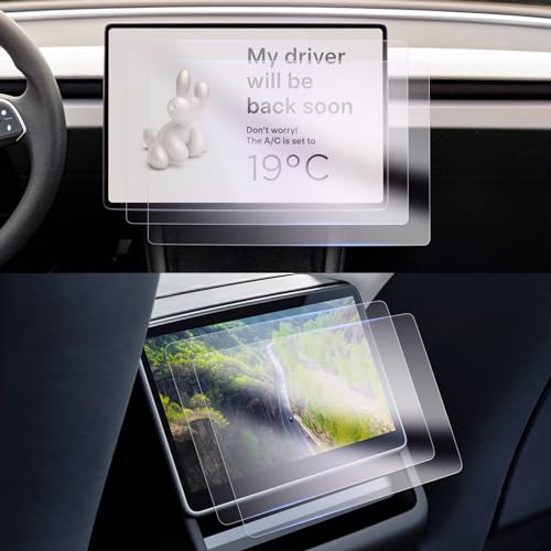 GAFAT [4 Stk Tesla Model Y Juniper 2025/ Model 3 Highland 2024 2025 15,4 Navigation + 8 Touchscreen Hinten Schutzfolie, Nano Displayschutzfolie für Model Y Touchscreen, 6H Anti-Kratzen(Nicht 1 6)