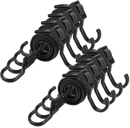 WOPPLXY 8 Stück Spanngummi mit Haken, 100 cm Expander mit Haken, Verstellbar Gepäckspanner Breit für Sackkarre, Gepäckträger Fahrrad, Motorrad (Schwarz mit Grau)