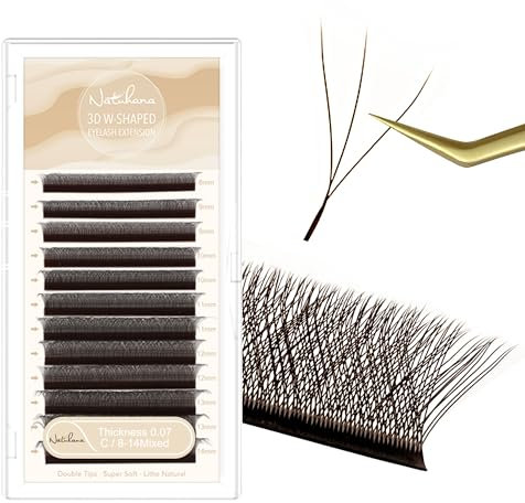 Natuhana Eyelash Extensions W Shaped Clover Easy Fan Premade Volume Lash Extensions 3D 4D 5D 6D 7D 8D 0.07mm C/D/L/LU Curl 8-15mm Mixed Automatic Blooming Lashes