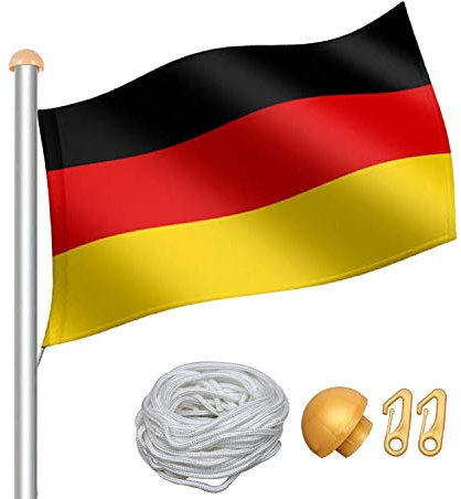 Fogmiea Aluminium Fahnenmast Flaggenmast 4.6M aus Edelstahl, Flaggenmast mit Bodenhülse, ideal für Balkon, Garten, Festival und Camping