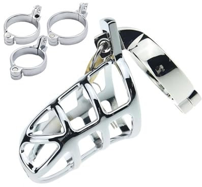 Male Chastity Cage - Netztasche, Männliches Sexspielzeug, Peniskäfig mit Drei Verschieden Großen Abnehmbaren Ringen, Keuschheitskäfig für Das Training Des Männlichen Penis