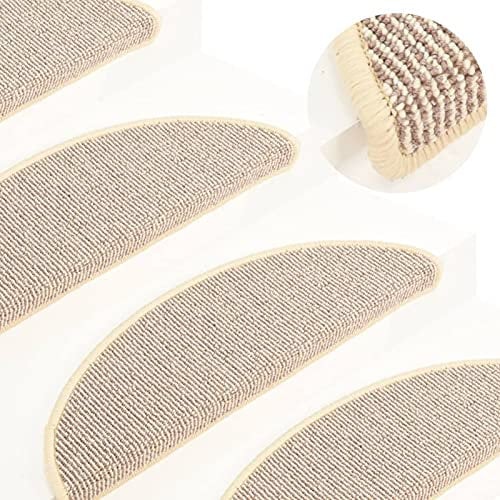 LAPOOH Treppenmatten 15 STK Stufenmatten, Treppenteppich, Treppenstufen Matten, Treppenschutz, Stufenteppich, Treppenstufenmatten, Weiß und Braun 56x17x3 cm