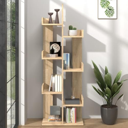 Sufrk Bücherregal Sonoma-Eiche 48x25,5x140 cm Holzwerkstoff Jugendzimmer Komplett Set Stufenregal