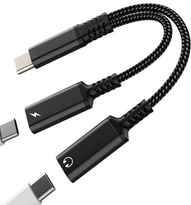 USB C Headphone Audio Adapter(2 in 1)Type C Fast Charger DAC Aux Earphone Jack Splitter for iPhone 16 15 pro max for iPad Charging Cable Dongle for Apple Connector compatible for Samsung S24 Converter