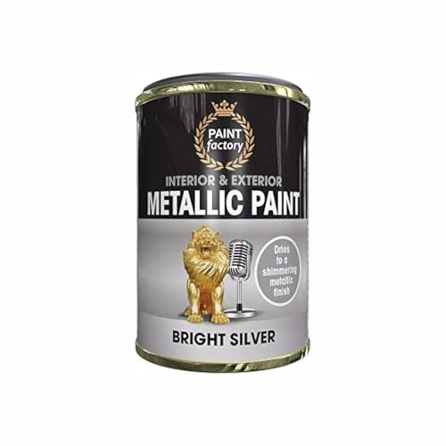 PEBBLE HUG Bright Silver Metallic Paint, DIY Projects, Quick-Drying, Perfect For Home Decor, Art Projects, Wood, Metal, Long-Lasting, Interior & Exterior Use, 300ml, (1 Pcs)