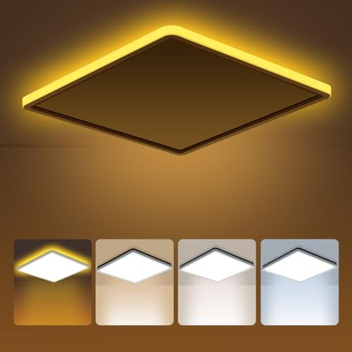 PAZEAU LED Deckenleuchte, 24W Deckenlampe mit Fernbedienung,1800K Nachtlicht, Panel Dimmbar 3000K-6500K, Rund Badlampe Decke KüChenlampen für Wohnzimmer/Kinderzimmer/Schlafzimmer/Flur/Keller