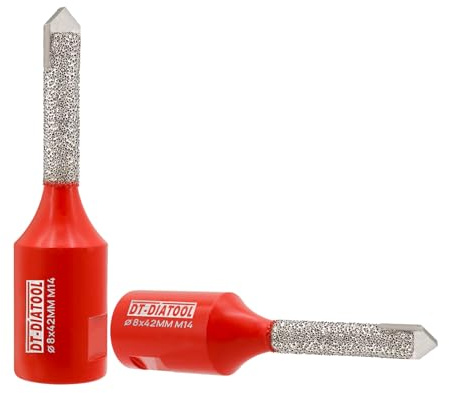 DT-DIATOOL Fraise à mortier diamantée - 8mm*42mm *2 avec filetage M14 Tête en carbure de tungstène pour l'enlèvement de mortier de joint de maçonnerie, pierre, béton