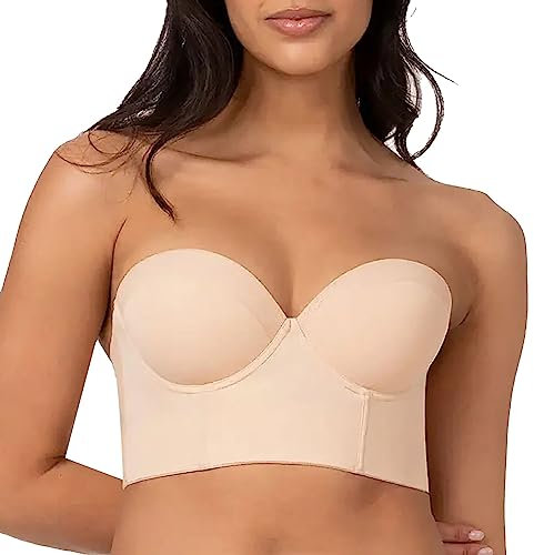 VYLYNL Sports Bra Women Women's Strapless Half Cup Sexy Up Bra Bra Strapless for Women (Beige, J)