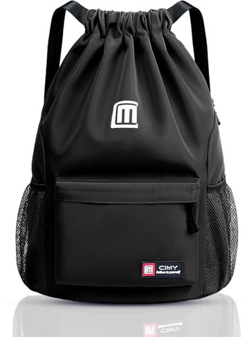 Fadeeg Sportbeutel, Sportrucksack Kinder, Turnbeutel Damen Und Jungen, Turnbeutel Mit Kordelzug Beutel Rucksack Für Schule, Fitnessstudio, Sport, Reisen, Schwimmen-Schwarz