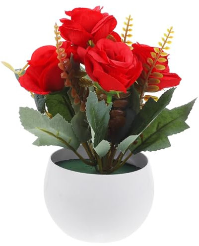 GARVALON Fleur Artificielle en Pot Fausse Rose Décoration Élégante pour La Maison Ou Le Bureau