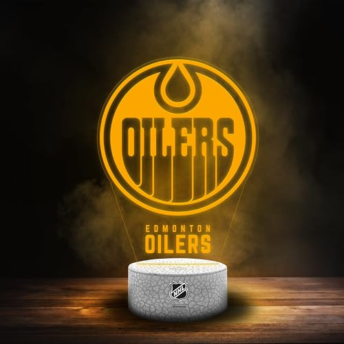 Great Branding Edmonton Oilers NHL LED Lampe Licht Logo Helm, Wechselmodus mit 6 unterschiedlichen Farben
