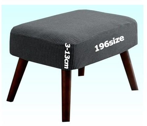 Hockerbezug Quadratisch Ottoman Cover Fußbank Schonbezug Stretch Fußhocker Husse Soft Beschützer Jacquard Slipcovers Sitzhocker mit Elastic Bottom Rund Rechteckig Waschbar Anpassbar(K,40 x 50 cm)
