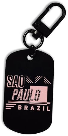 Sao Paulo City Travel Brasilien Schlüsselanhänger Karabiner Schlüsselanhänger Sao Paulo City Travel Brasilien Tag, Schwarz , One size