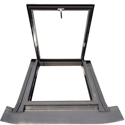 HJZALMI Fenêtre De Toit Manuelle, Fenêtre De Toit Transparente pour Abri De Jardin, Puits De Lumière pour Toit De Maison avec Verre Trempé, pour Véranda, sous-Sol(Gray-A,80x80cm)