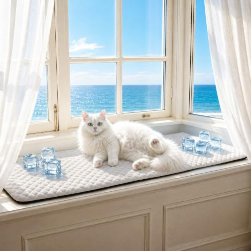 Pet Prime 90×29 cm Tapis pour Chat avec 2 Housses Amovibles Filet & Peluche | Tapis Chat Fenetre pour Toutes les Saisons, Douces et Lavables, Base Antidérapante, Gris & Marron