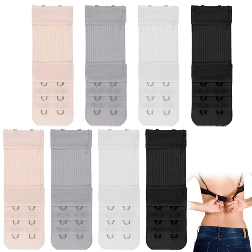 8 Stück BH Verlängerung BH Verlängerung 3 Haken BH Erweiterung 2 Haken Elastisches BH-Verlängerungsband für Damen Weiche Bequeme BH-Träger für gängige BH-Modelle (4 Farben)