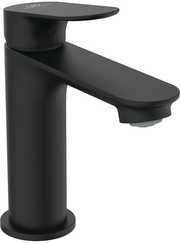 Ideal Standard Alero Waschtischarmatur, mit Garnitur, Höhe 100 mm – Schwarz | Wasserhahn Badezimmer inkl. Push-Open Ablaufgarnitur, wassersparend, BE183XG