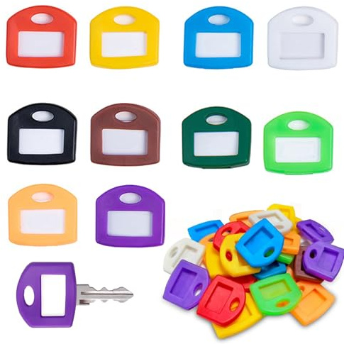 ChAusa 50 Piezas llaveros plastico con Etiqueta, Poner Nombre en llaves, Marcadores para llaves, Silicone Key Cap para 10 Colores Identificar FáCilmente adecuado para Hogar, Oficina y Garaje