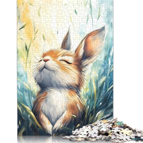 1000 Piece Jigsaw Puzzles Happy Bunny in Grass Jigsaw Puzzles for Adults Woodenboard Puzzles Challenging To Complete But Fun And Humorous 1000pcs (75x50cm)