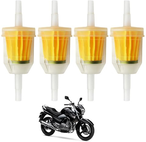 4 Universal Fuel Filters 6mm & 8mm In-Line Petrol Filters for Mopeds, Motorcycles, Lawn Mowers, Fuel Filters for Petrol Engines