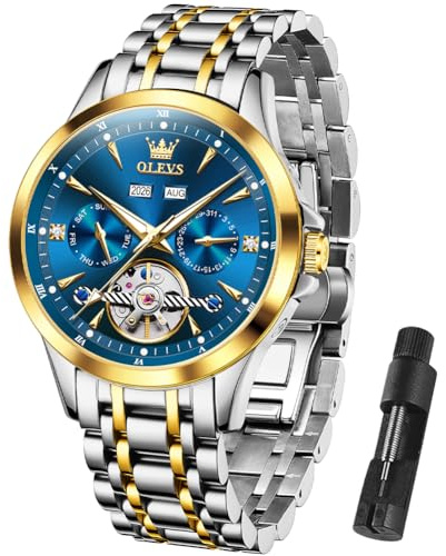 OLEVS Uhren Herren Business Kleid Analog Digital Quarz Edelstahl Wasserdicht Leuchtend Datum Luxus Armbanduhr Herren Geschenk
